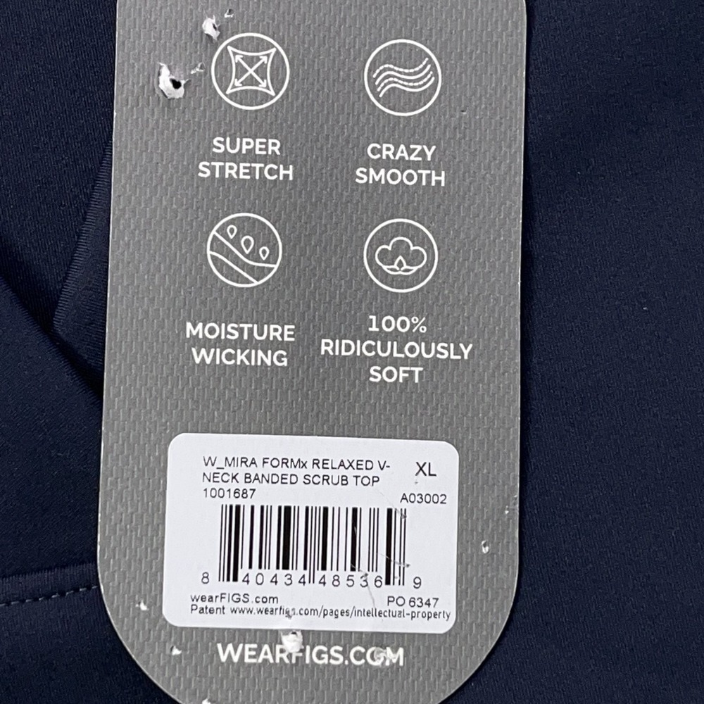 Figs Mira V-Neck Banded Scrub Top Women XL Navy Blue FormX - Picture 4 of 11
